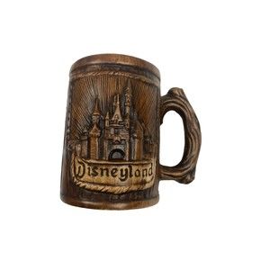 Vintage Disneyland Walt Disney Productions Faux Wooden Tree Ceramic Mug 3D Image